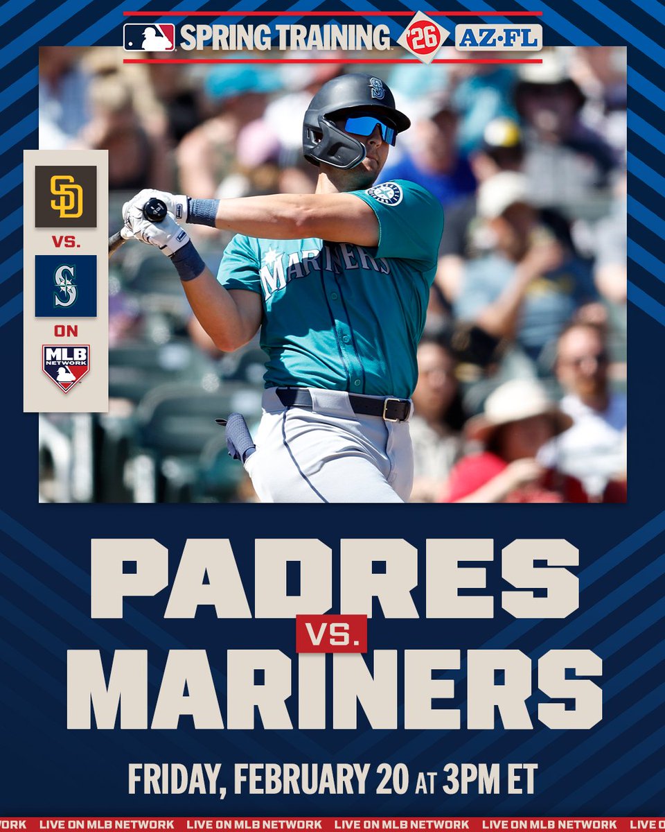 The first day of live Spring Training games continues with the Padres and Mariners 🌵
⚾📺 Watch on MLB Network