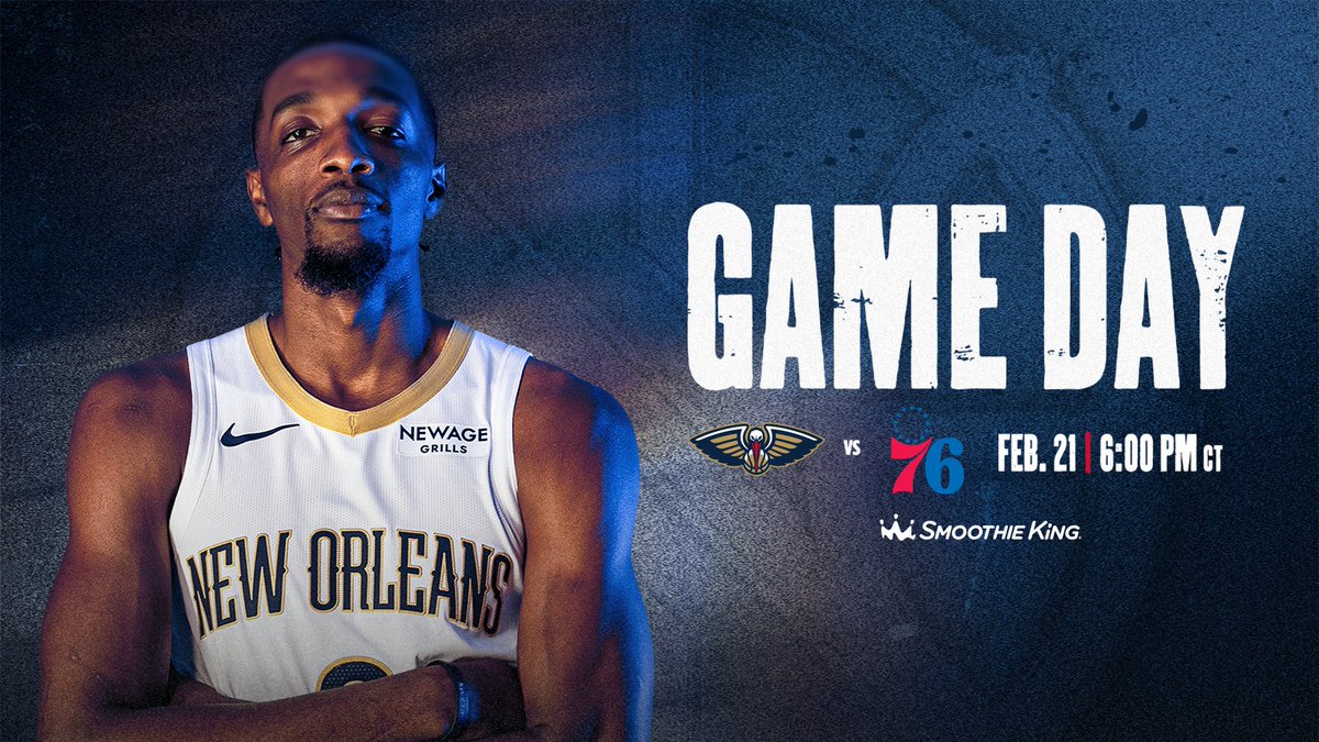 weekend plans:
🆚 76ers
🕒 7:00 PM CT
📺 GCSEN | Pelicans+
📻 WWL Radio
#Pelicans | @SmoothieKing
