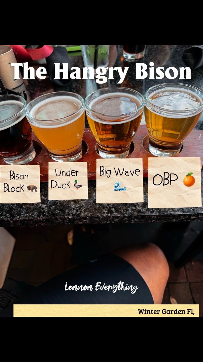 Nicjazz1's tweet photo. Took a detour from my usual Downtown Orlando run…
Hangry Bison in Winter Garden did not disappoint. 🍺✈️
Flight lineup was clean. Blue Moon vanished fast. Kona finished strong.
#CraftBeer #beerflight https://t.co/0vXTWFbyPG
