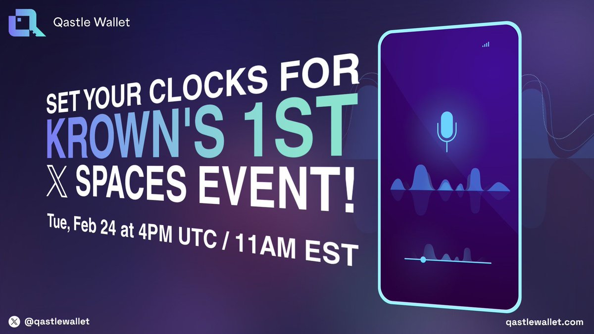 🎙️ Live ecosystem update.
The QRNG underpinning Qastle powers secure access across:
🔗 @krownnetwork
📊 @krowndex
Hear what’s next for wallet users this Tuesday.
📅 Feb 24
⏰ 10AM CST
Join here 👇
x.com/i/status/20244…
<a href="/KROWNCEO/">James Stephens</a> <a href="/QEM_Corp/">Quantum eMotion</a>
#Qastle #CryptoWallet #Web3Security