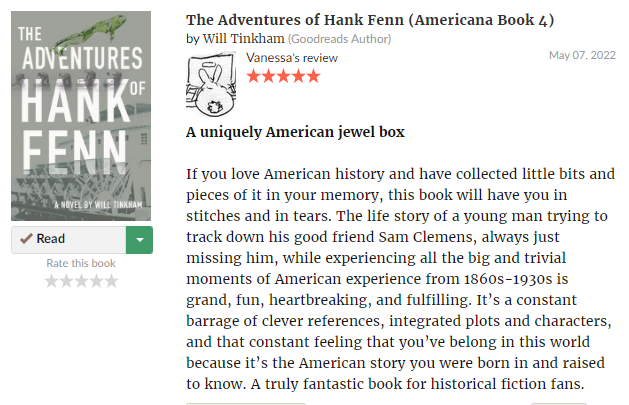 willtink's tweet photo. For Hank, Sam never became #MarkTwain.
#FREE w/ Kindle Unlimited #indiewriter
THE ADVENTURES OF HANK FENN
#CalamityJane #GeneralCuster
#NellieBly #EmperorNorton
#Americana #HistoricalFiction #LiteraryFiction
"A uniquely American jewel box"
https://t.co/ReOE3wSigR https://t.co/e8iY01DiKs