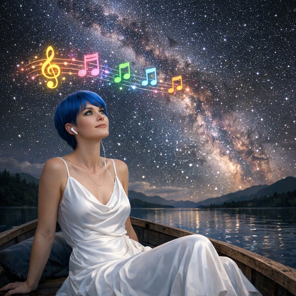 Fox87Rox's tweet photo. When the music is in sync with the world, the sky is endless, but so is the peace #digitalartwork #aiart #stargaze #moonlightlabs @MoonlightLabs_ https://t.co/Yxft9ytoMg