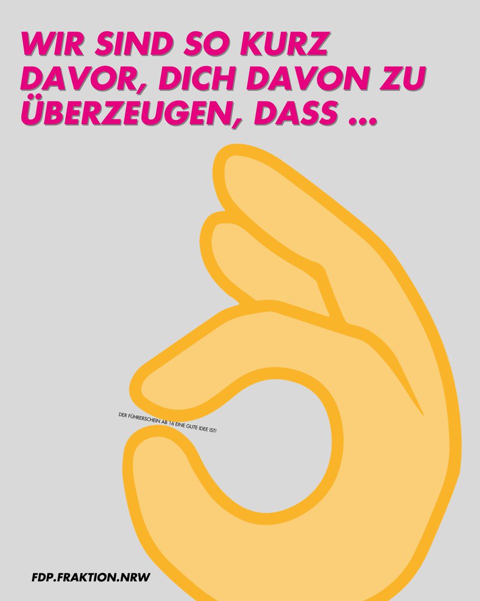 FDPFraktionNRW's tweet image. Wir sind so kurz davor, dich davon zu überzeugen, dass … 👌
#nrw #politik #fdp