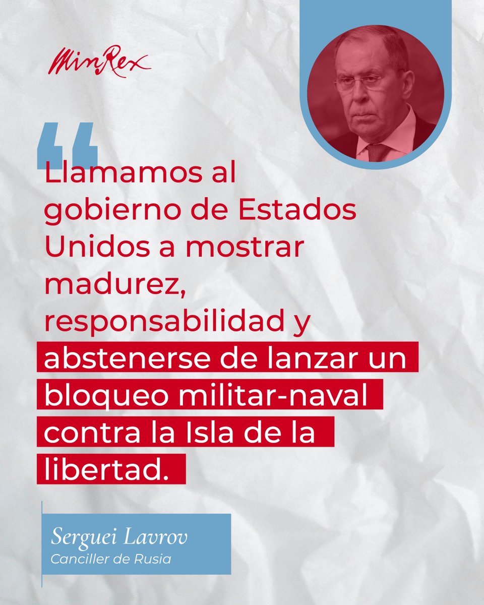 Canciller de  #Rusia , Seguei Lavrov sobre la colaboración ruso-cubana. 

 #CubaNoEstáSola