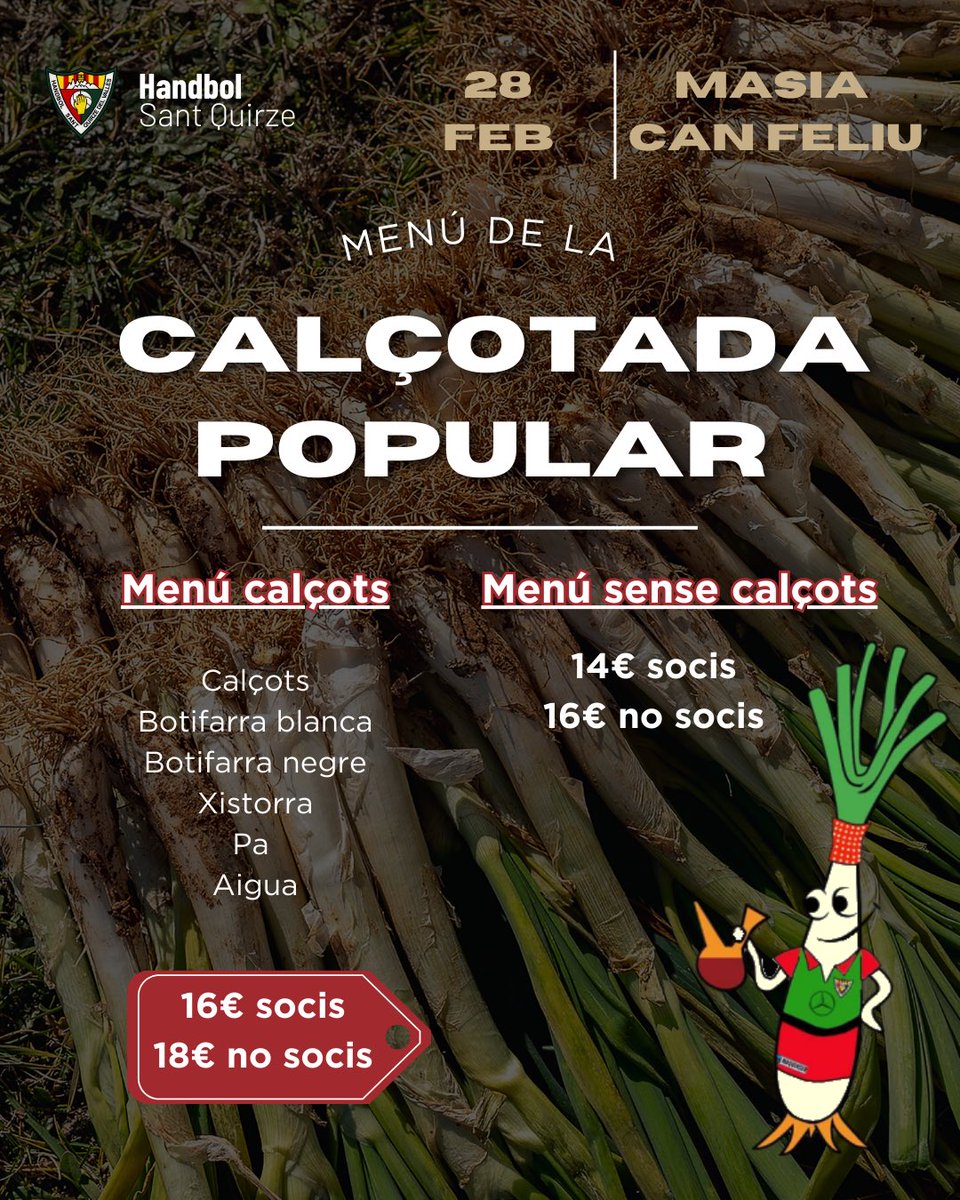 ⚠️ Canvi d’ubicació per a la Calçotada popular: MASIA DE CAN FELIU! 🔥

Cal omplir el formulari següent (data màxima dimarts 24 de febrer): docs.google.com/forms/d/e/1FAI…

Animeu-vos💚❤️