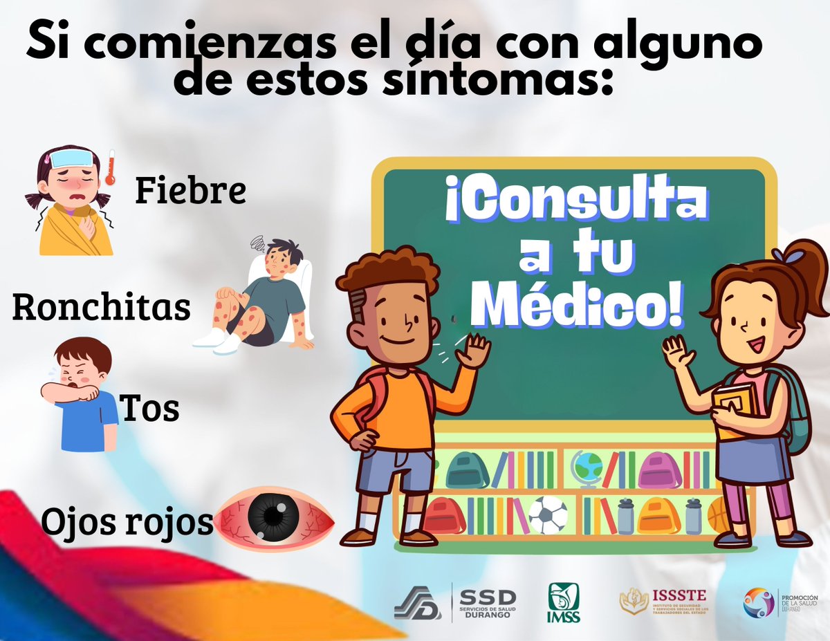 Si comienzas el día con alguno de estos síntomas, ¡Consulta a tu médico! 😷

¡Durango se cuida! 💉🫶