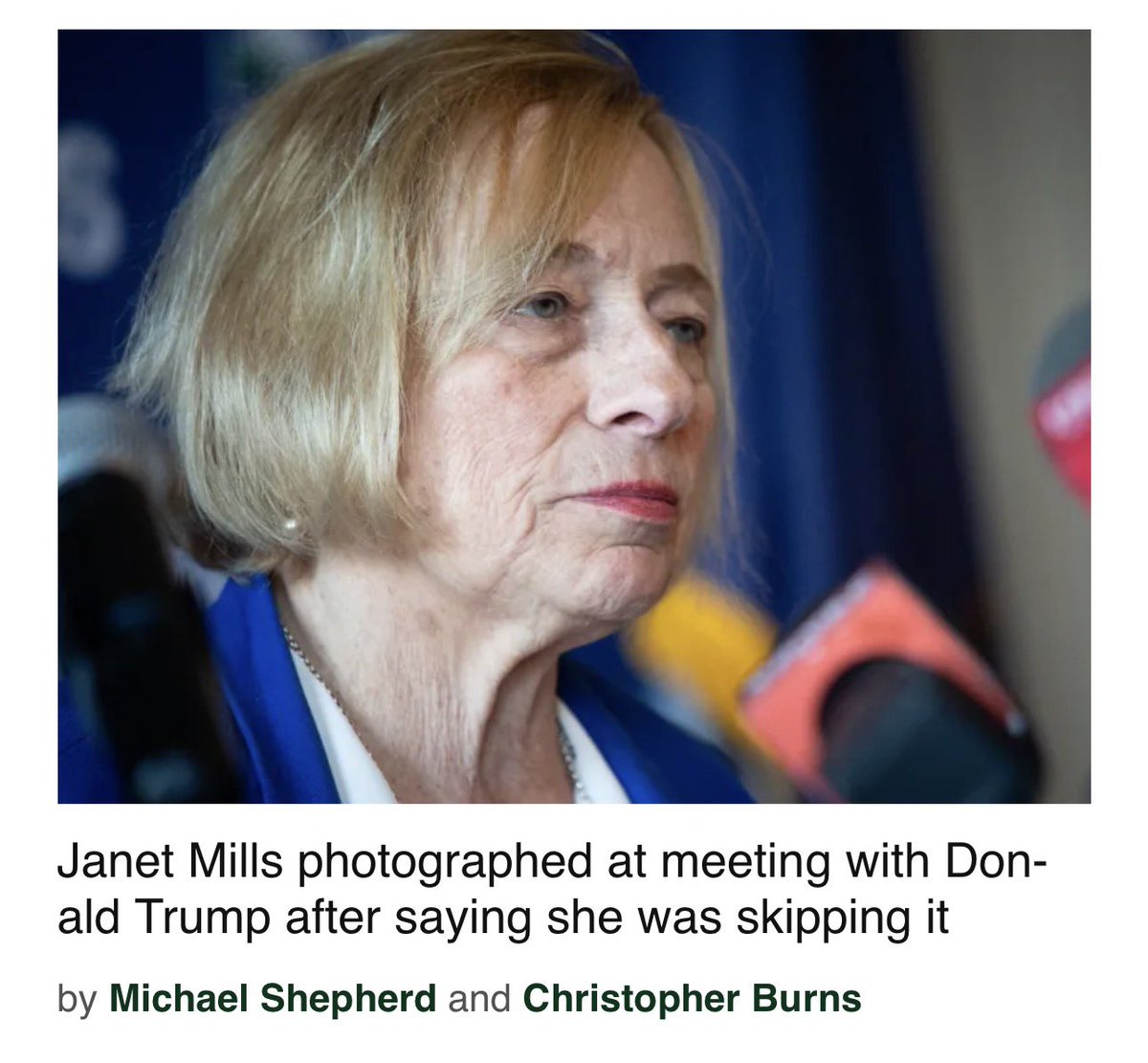 30 minutes after this tweet, the Bangor Daily News changes their headline. 

This might be the first time they’ve ever admitted that Mills lied to them.