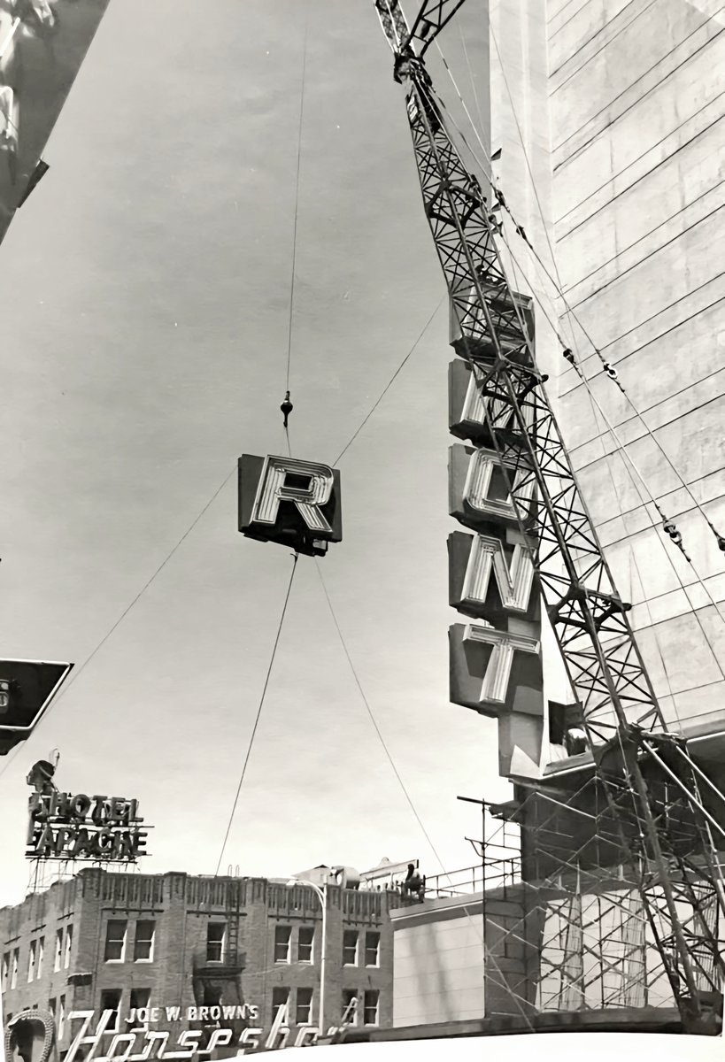 _GrandPaD's tweet image. "I'll take an 'R', Pat"
There's a sign that the @fremont Downtown #LasVegas is getting close to their May 1956 opening.