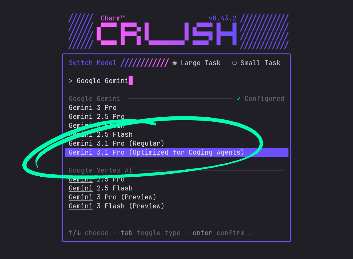 Model selector screenshot