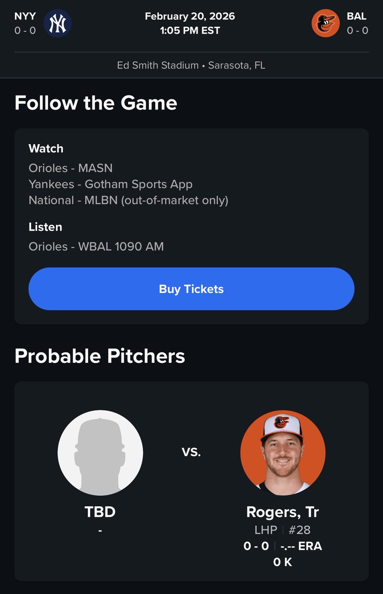 Different_MLB's tweet image. Happy Spring Training everyone, it’s finally time we play some games! 

I will be doing a daily game of the day, a pure baseball game we can all look forward to

Today will be simple and easy, Baltimore Orioles vs New York Yankees, as it’s going to kick off everything