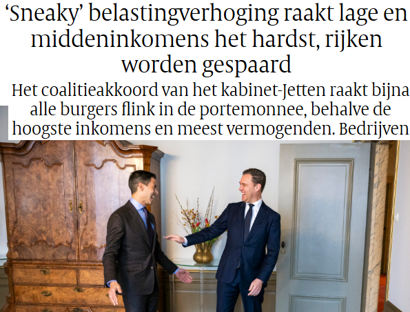 Met de belastingverhoging 'vrijheidsbijdrage' van CDA, VVD en D66, maken ze vooral arme mensen armer volkskrant.nl/politiek/sneak…
En ze doen er alles aan om dat voor u te verbergen..

Als ze zich zo schamen voor hun eigen beleid, waarom doen ze het dan, denken jullie? 🤔 <a href="/FNV/">FNV</a>
🧵/1