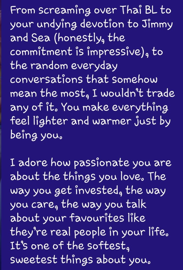 my bffie sent me a message for my birthday and the way they said this about my love for jimmysea:( im gonna cry. he isn't even into bl so like😭