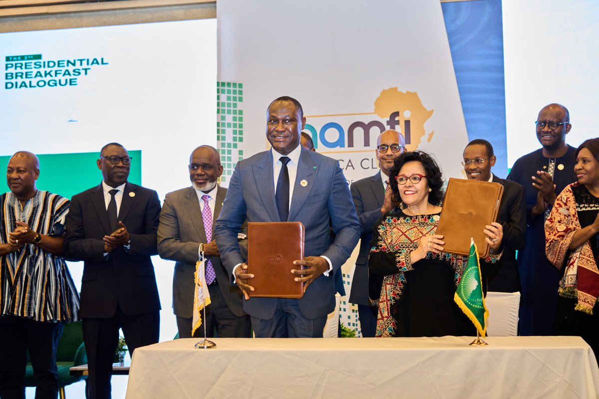 AAMFI_Sec's tweet photo. From the 3rd Presidential High-Level Dialogue on financing Agenda 2063.

Key takeaways: renewed political commitment to African-led development finance; stronger coordination among AMFIs; and clear pathways to mobilize long-term, affordable capital at scale.

#AAMFI #AU2026 https://t.co/JaIfO7lzoi