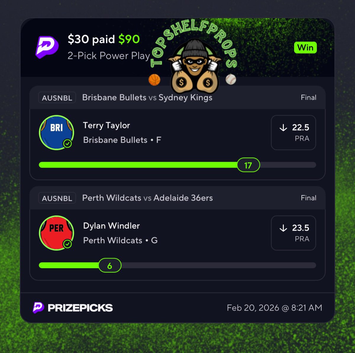 TopShelfPr0ps's tweet photo. NBL 2-Man Cash ๐๐โน๐ฝโโ๏ธ๐ฆ๐บ๐ฆโ
๐ฐ๐ค๐ฒ
Sweat free cash ๐ฅฑ
If I cashed you outโgo sub for daily elite reads like this ! #NBL26 playoffs start ๐ !
DubClub Discount LINK ๐ซต๐พ๐๐พ๐๐จ
https://t.co/aP8FXvVmae
#prizepicks #NFL #NBA #NBL #ausnbl #gamblingX #DFSprops #dubclub https://t.co/DOthMYyIBs