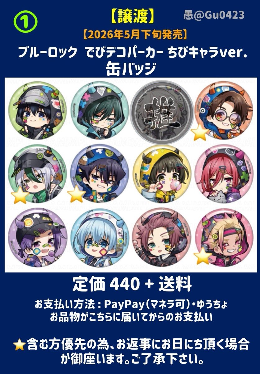 譲渡】ブルーロック でびデコパーカー ちびキャラver. 缶バッジ