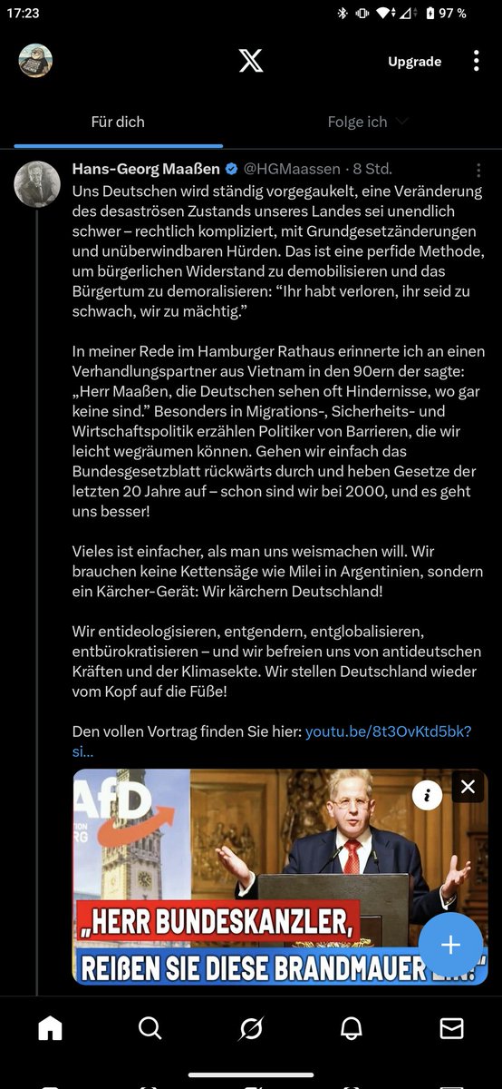 Wie sehr, muss ein 🇩🇪 Verfassungsfeind sein Land hassen, um so einen Tweet ohne Antwortfunktion im Netz zu belassen? 
Waren Sie <a href="/HGMaassen/">Hans-Georg Maaßen</a> nicht einmal selbst ab dem 17.08.2012 der Chef von dem Verein? 

Hauptsache Ihre Meinung, die realistischen Antworten sind dem Bock egal 🤮🤮