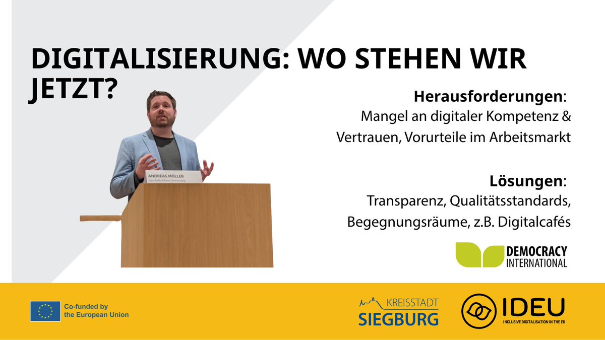 democracy_intl's tweet image. Digitale Teilhabe ist keine App-Frage,  es ist eine Machtfrage. Fehlende Digitalkompetenz bleibt eine zentrale Herausforderung. Doch Lösungen wie Digitalcafés schaffen Raum für Austausch und Vertrauen. Denn klar ist: #Teilhabe funktioniert nur mit #Vertrauen. #Digitalisierung