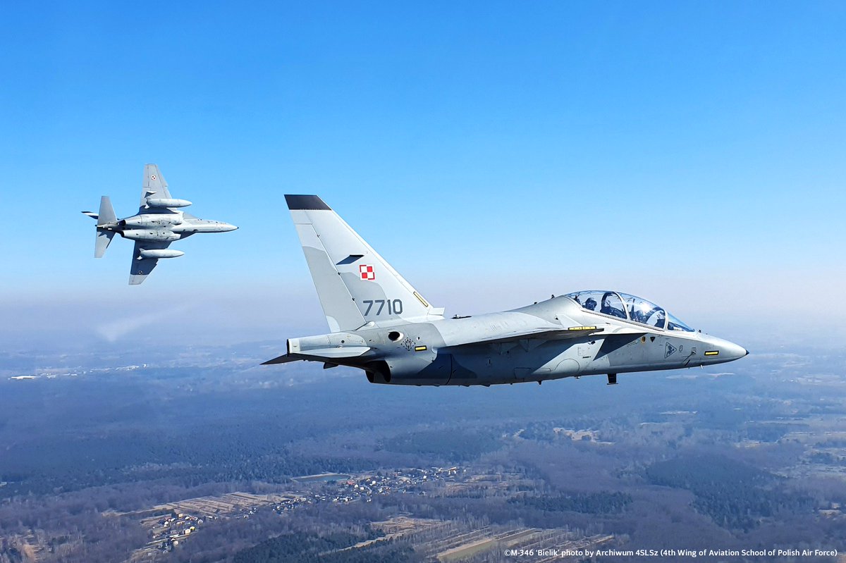 LDO_Aeronautics's tweet photo. The Polish Air Force’s #M346 #Bielik(White-tailed Eagle) is revolutionising the way pilots are trained. By combining advanced simulation with real-flight operations, it enables a seamless transition from the classroom and simulator to modern combat aircraft.

As Brig. Gen. Pilot Waldemar Gołębiowskistated:
 “The introduction of the M-346 aircraft meant a transition from a model based mainly on pilot training to an integrated system of preparing pilots to operate in the environment of modern combat aircraft.”

Col. Pilot Łukasz Piątek, Deputy Commander of the 4th Training Aviation Wing and experienced F‑16 pilot, emphasised: “The M-346 Bielik aircraft allows you to reduce training time on the F-16 aircraft thanks to its built-in advanced simulation system. It enables the simulation of medium- and short-range air-to-air weapons, a wide range of air-to-ground weapons, laser and GPS-guided bombs. Embedded Tactical Training System (ETTS) provides a simulation of the Radar Warning Receiver system. You can practically practice, train and improve in every aspect in which you perform tasks on the F-16 aircraft.”

With its integrated approach, the M‑346 Bielik prepares pilots more efficiently, ensuring readiness for complex missions while reducing training time and maximising operational effectiveness.

Via #Portalmilitarny: https://t.co/UfT5AXzq8M