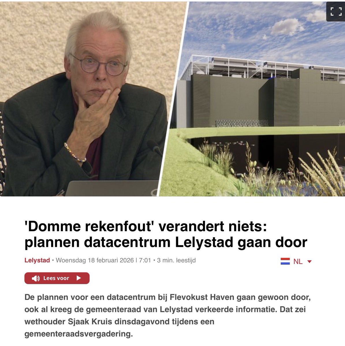 De komende 10 jaar een waterstop voor het bedrijfsleven op o.a. Urk. 

In Lelystad gaat de bouw van een datacentrum gewoon door.

Hoeveel water gebruikt een datacentrum?