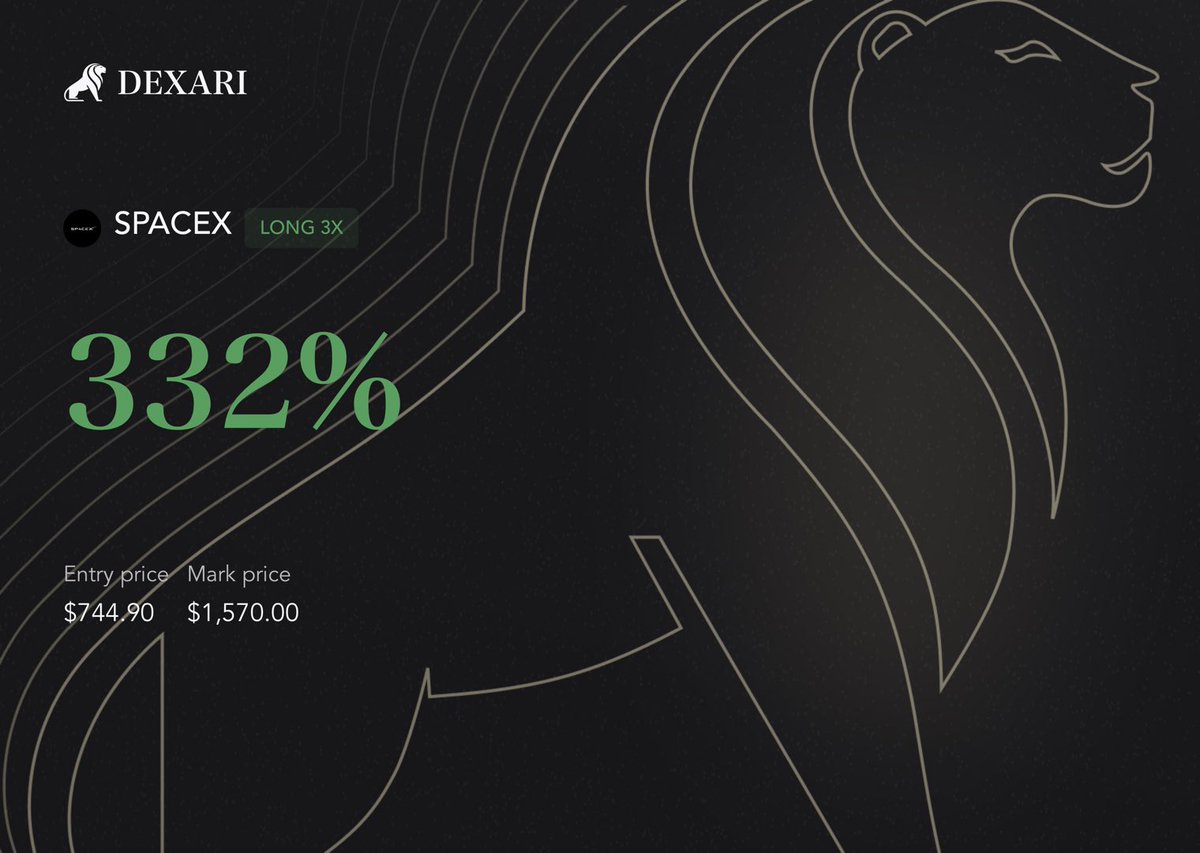 Trade perps on mobile with Dexari. Use my referral code to save 10% on fees: dexari.com/join
卖出了手里的三倍做多SpaceX ，感觉1600美元的价格达到了即将上市股价的顶点。