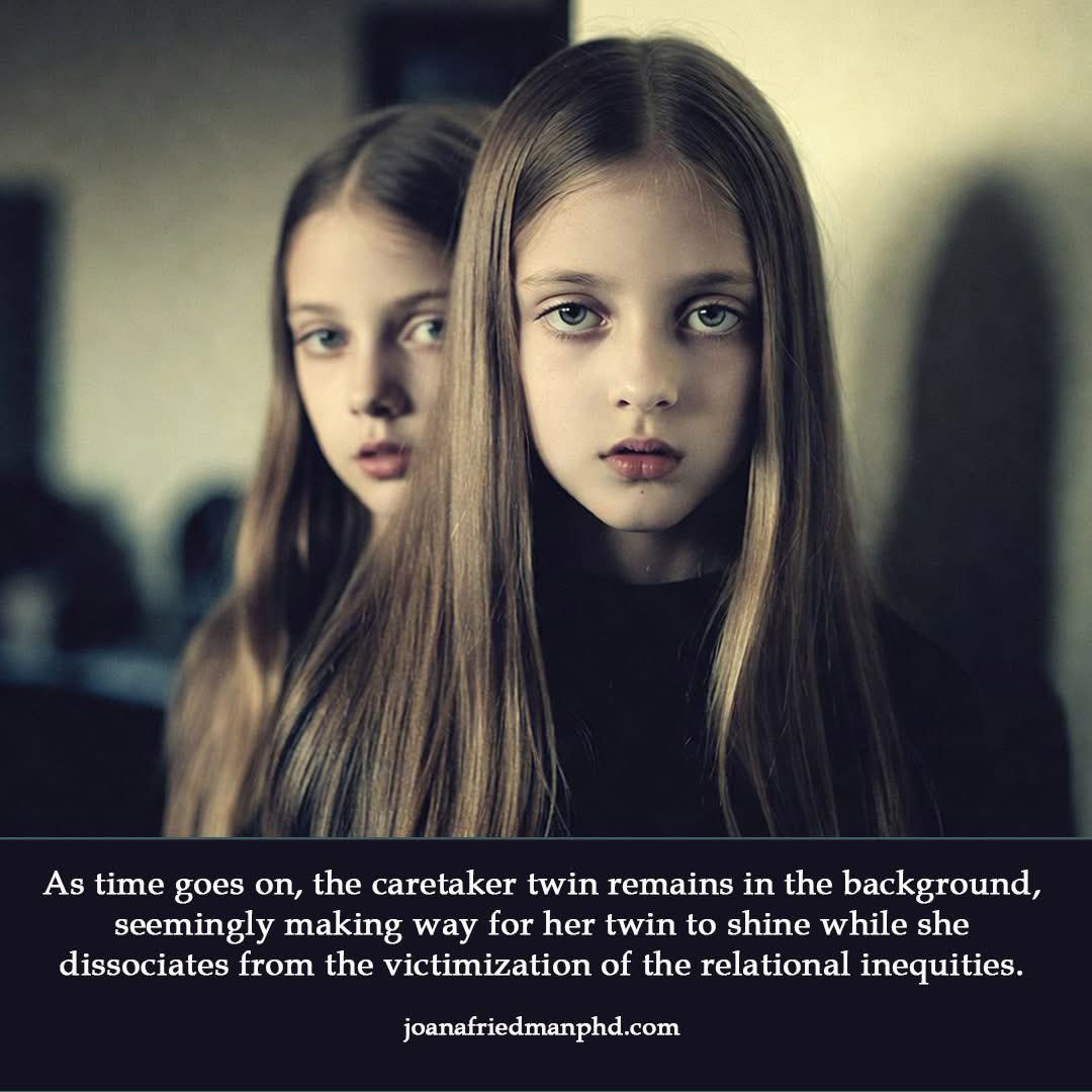 When one twin consistently remains in the background,
unseen and unrecognized,
the cost is a gradual loss of self. Healthy twinship allows both siblings to step forward —
without one disappearing.
#CaretakerTwin #TwinDynamics #AdultTwins #TwinPsychology #Individuation