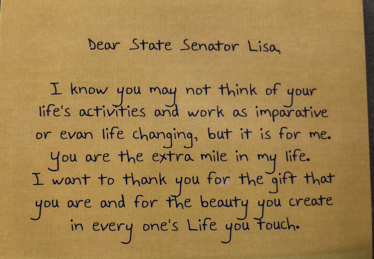 I received the nicest Thank you card in the mail from Frank &amp; Noreen, thanking me for my work as their Senator. I sincerely appreciate it ❤️