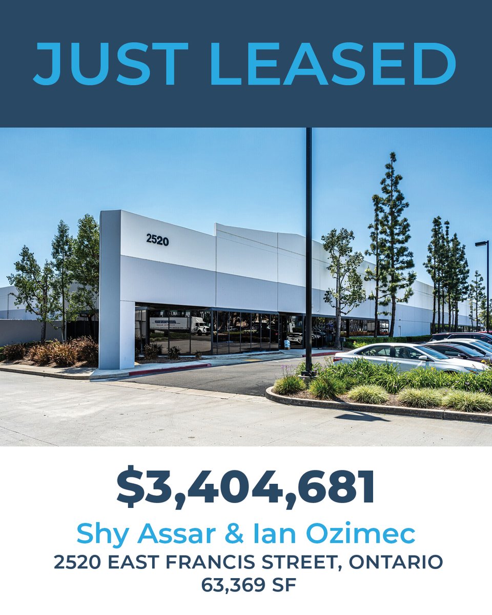 Congratulations to Shy Assar and Ian Ozimec, CCIM of Voit’s Ontario office for executing the $3,404,681 lease of this 63,369 SF industrial building in Ontario representing the tenant. Great teamwork, guys!

#VoitRealEstate #CREBroker #RealEstate #CommercialRealEstate