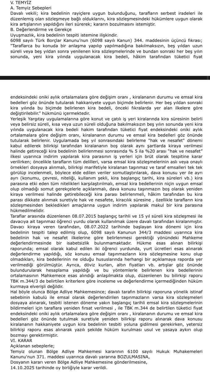 KİRA BEDELİ TESPİT DAVALARINDA BİLİRKİŞİ İNCELEMESİNİN HANGİ HUSUSLARI İÇERMESİ GEREKTİĞİNE YÖNELİK GÜNCEL DETAYLI KARAR-(Yargıtay 3. Hukuk Dairesi 2025/3101 Esas, 2025/4808 Karar ve 14.10.2025 Tarihli Kararı)

“ öncelikle tarafların tüm delilleri, varsa emsal kira