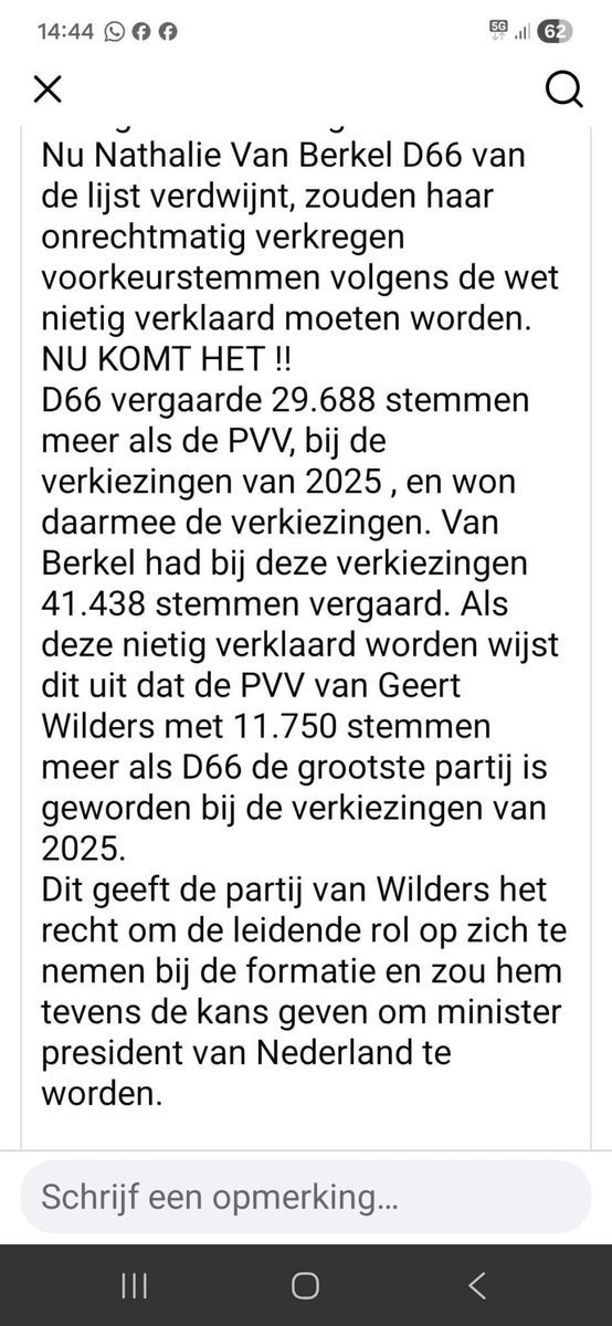 <a href="/geertwilderspvv/">Geert Wilders</a> Het zijn er natuurlijk veel meer, al die gefraudeerde stemmen van <a href="/D66/">D66</a>/<a href="/RobJetten/">Rob Jetten</a> vallen weg.