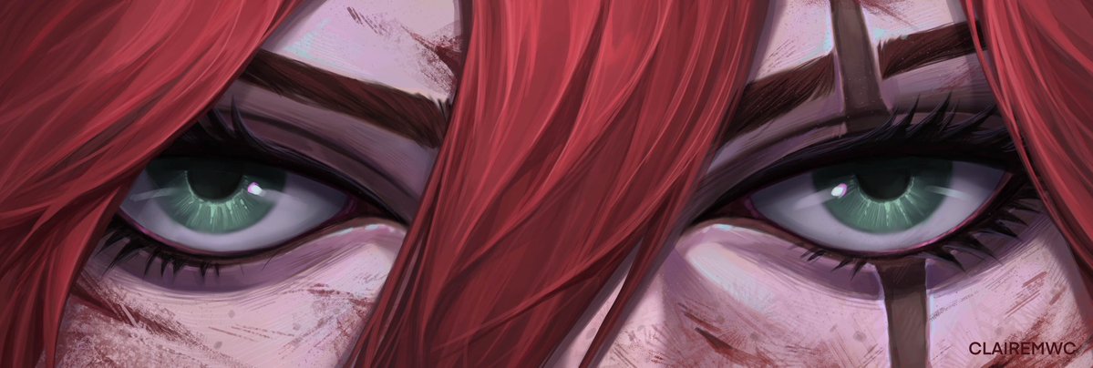 clairemwc's tweet image. Katarina eyes banner commission for @Katarina_Noxus_ 

We did two versions, one with blood and one without, I personally like the one with blood so I’ll just share this version here ✨

#Katarina #LeagueOfLegends #EyesBanner #Commission