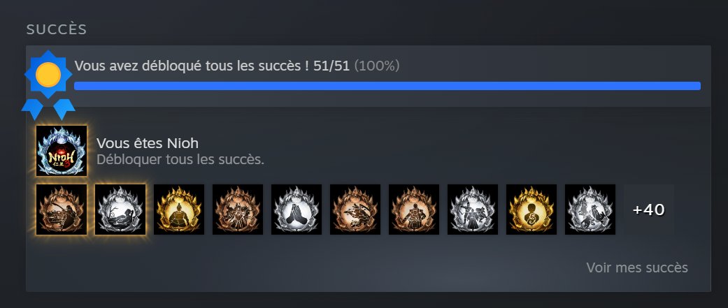 Ça c'est fait ! Quelle aventure ce #Nioh3... J'ai adoré du début à la fin. J'ai vraiment un faible pour les jeux <a href="/TeamNINJAStudio/">Team NINJA</a> ❤️

Ils arrivent quand même à me faire platiner et passer 60h sur un Souls Like alors que je n'aime pas ça d'habitude 😮

Vivement les DLC 🥷🏻