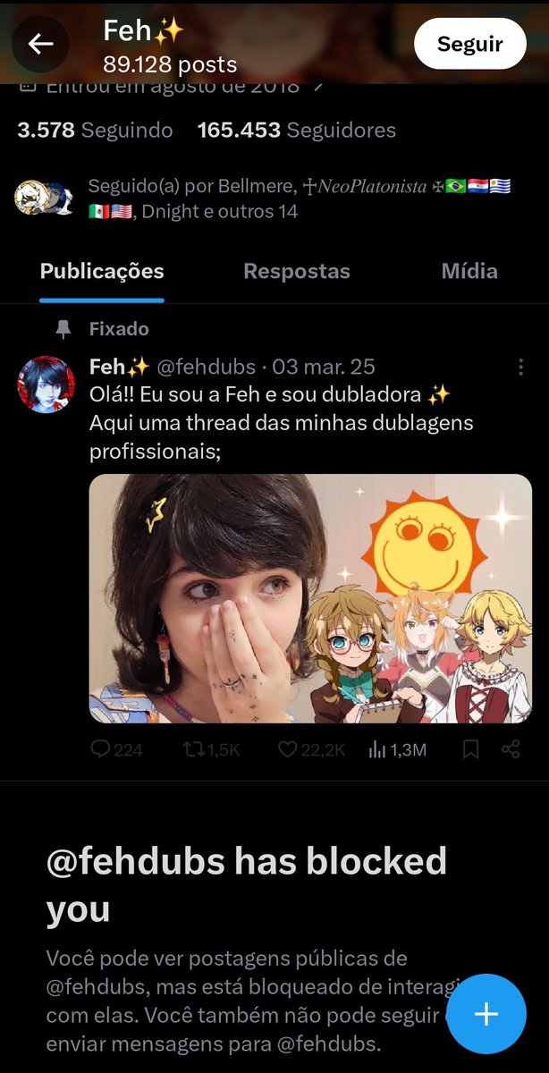 Nunca falei dessa guria e ainda fui bloqueado