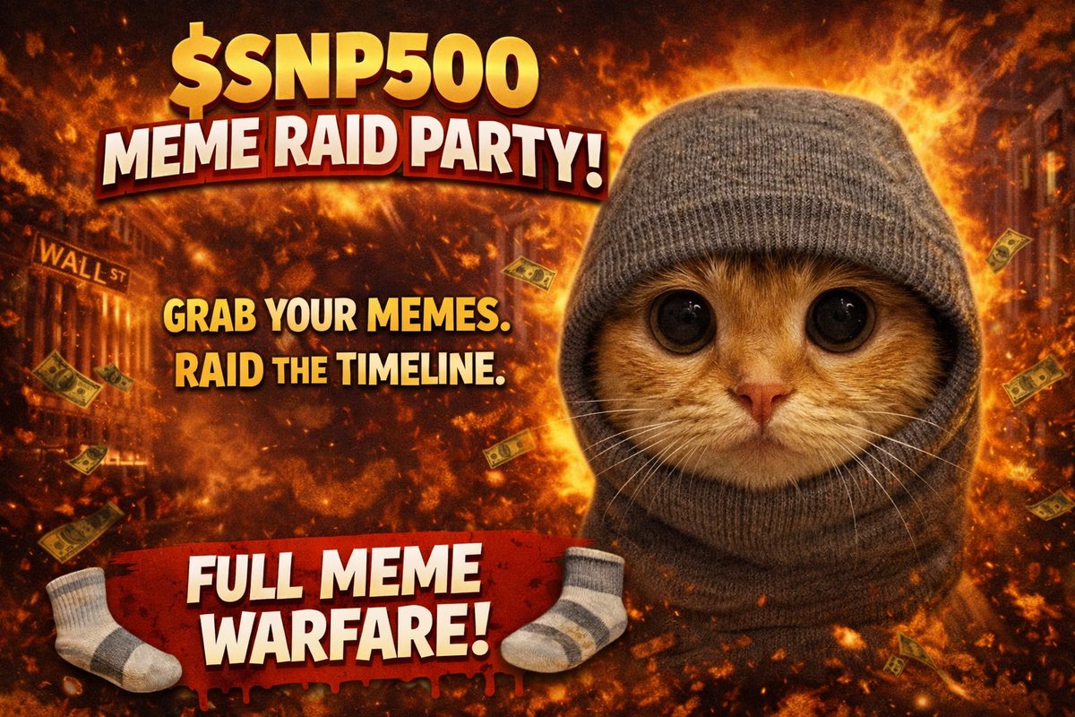 $SNP500 MEME RAID PARTY IS LIVE 

It’s Friday so you know what that means. RAID PARTY! For the next 3 hours, we flood the timeline.

Drop memes.
Reply under influencers.
Tag big accounts.
Post inside the X Community and TG
Amplify everything.

No breaks.
No quiet bags.

Full meme