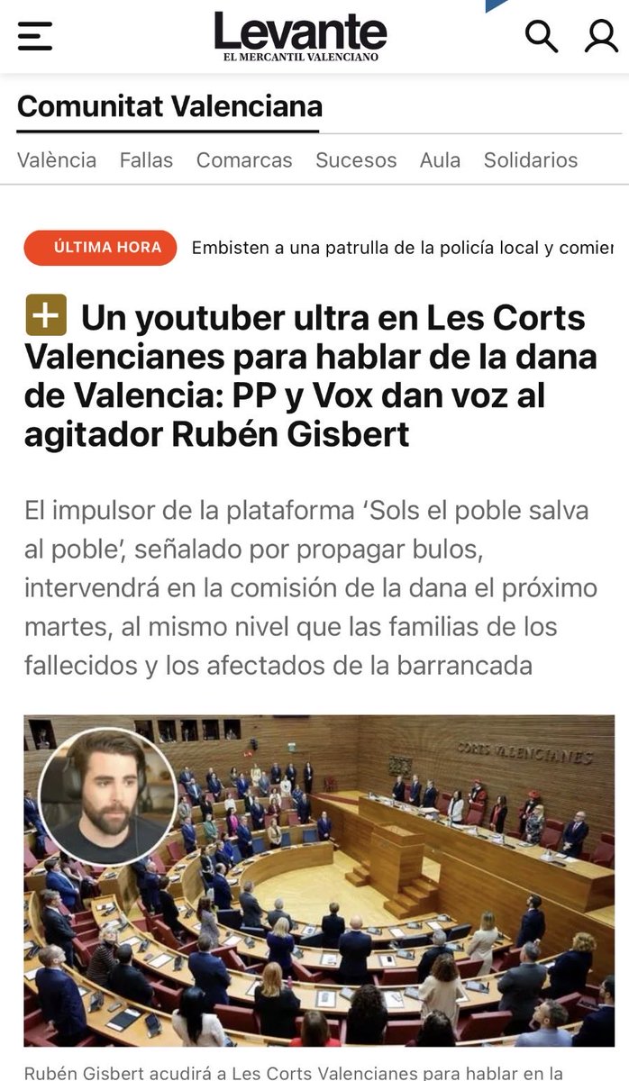 Señores de <a href="/levante_emv/">Levante-EMV</a> o rectifican su difamación de hoy o nos vamos a divertir…

Servidor no acude a la Comisión de investigación de la DANA ni como Youtuber, ni como Periodista (que tampoco he sido despedido de ningún programa), ni siquiera como abogado representante de ocho