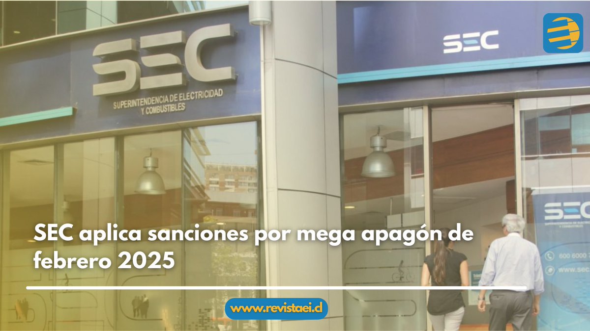El organismo emitió las sanciones que serán impuestas tras el mega apagón del 25 de febrero del año pasado, evento que afecto a gran porcentaje de la población entre Arica y la Isla de Chiloé.⚡️

Noticia completa aquí▶️revistaei.cl/sec-aplica-san…

#Apagón #Sanciones #25F #SEC