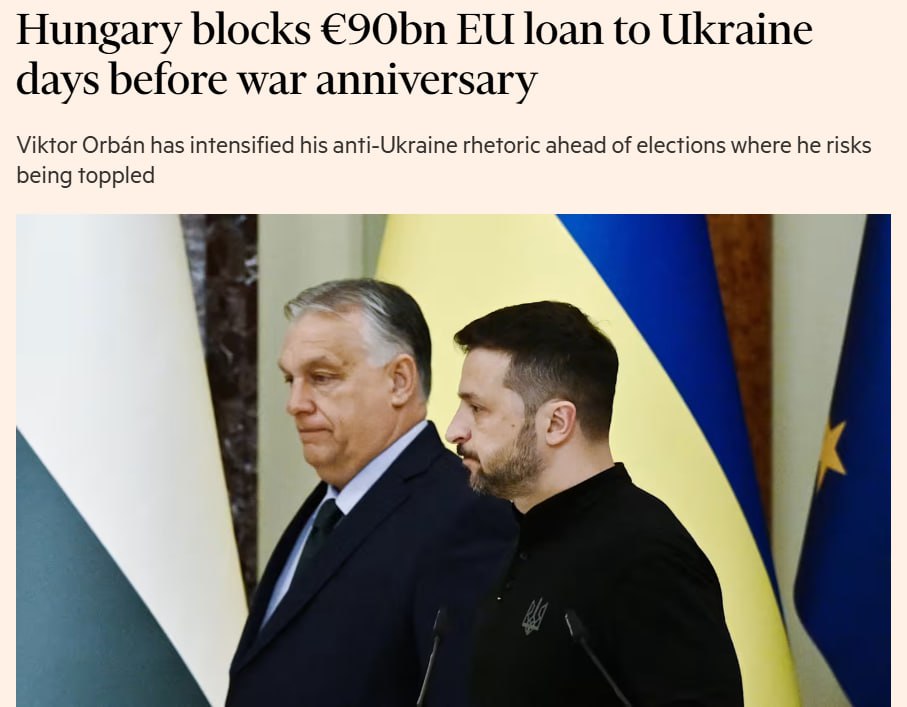 Hungary blocked the EU’s €90 billion loan package for Ukraine — Financial Times

According to the outlet, Budapest at the last moment opposed the decision to provide a joint loan backed by the EU budget.

Without this financing, Ukraine could face a budget shortfall as early as
