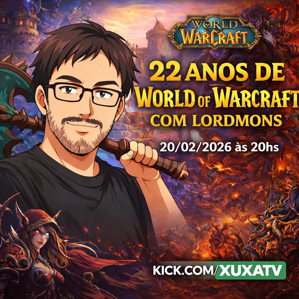 Hoje vou participar do podcast do Xuxa para falar do World of Warcraft?! Hoje as 20:00
kick.com/xuxatv