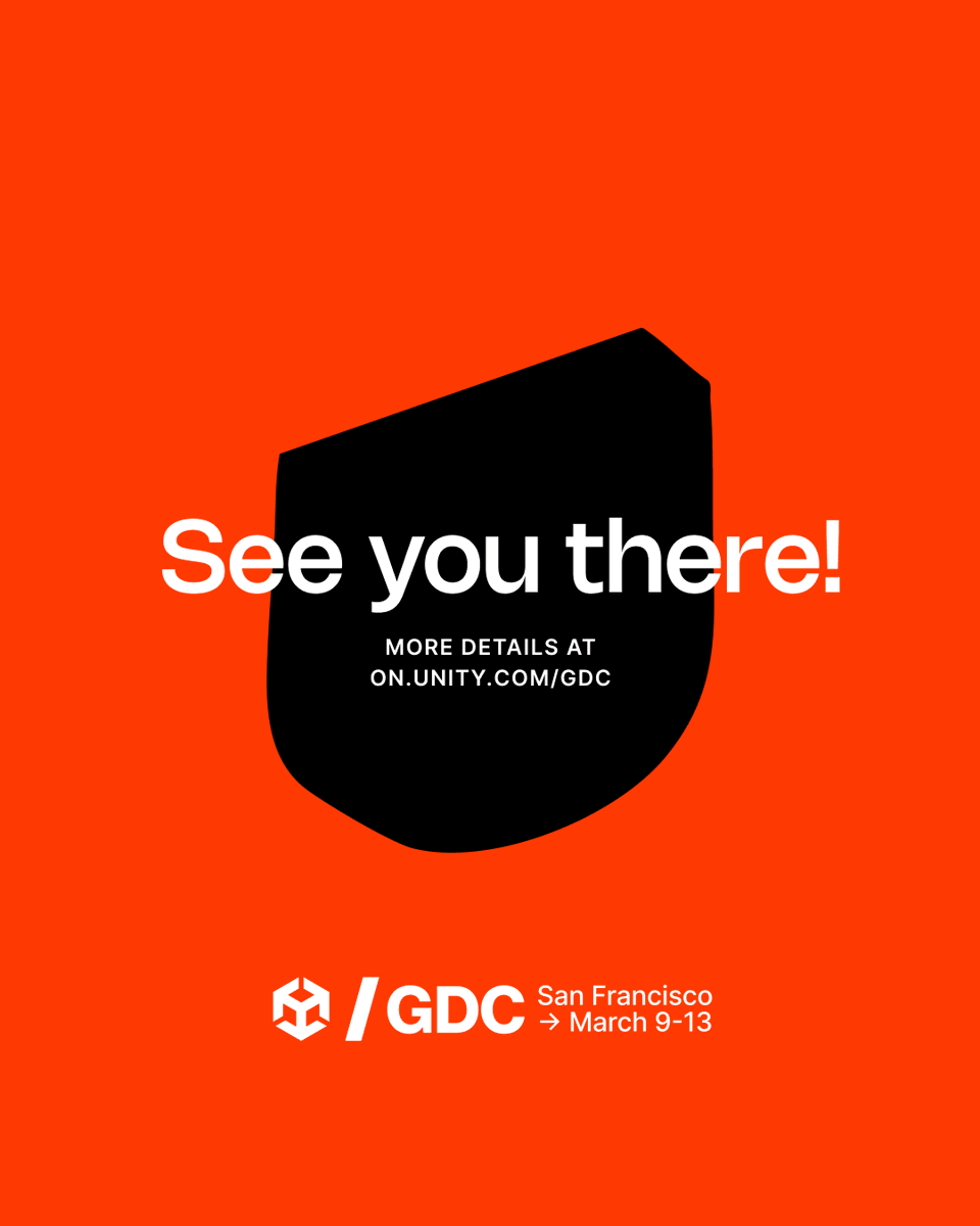 unitygames's tweet photo. #GDC2026 is coming up fast and here's what we've got planned!

💬 Daily Talks (Mar 10-12)
📝 IGDA Foundation x Unity Portfolio Reviews (Mar 12)
🍸Education Mixer (Mar 12) 
🎙️Livestreams (more details coming soon)

Learn more and register: https://t.co/zQflAztOqU https://t.co/uU3hBumZ9e