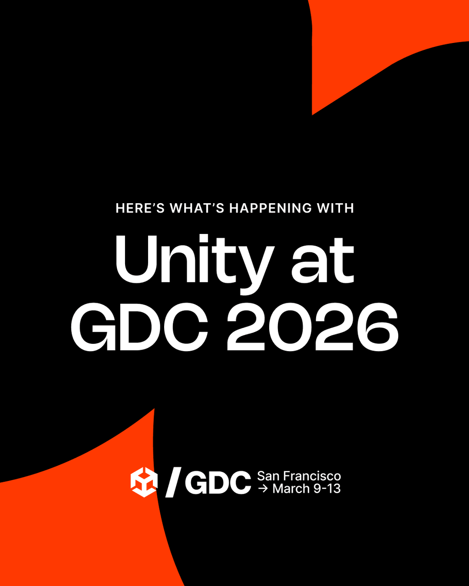 unitygames's tweet photo. #GDC2026 is coming up fast and here's what we've got planned!

💬 Daily Talks (Mar 10-12)
📝 IGDA Foundation x Unity Portfolio Reviews (Mar 12)
🍸Education Mixer (Mar 12) 
🎙️Livestreams (more details coming soon)

Learn more and register: https://t.co/zQflAztOqU https://t.co/uU3hBumZ9e