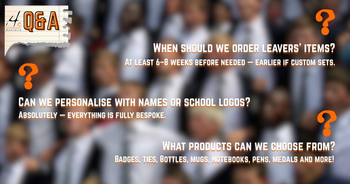 🎓 Final call for school leaver merch!

Custom badges, ties &amp; keepsakes take time to make — start planning now to avoid the Easter rush.

Fully Bespoke
🔗 i4cpublicity.co.uk

#i4cpublicity #SchoolLeavers2026 #BrandedMerch
#CustomBadges #PromotionalProducts