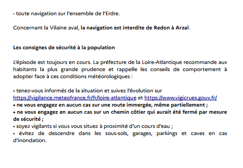 Prefet44's tweet photo. #VigilanceCrues | Le tronçon de la Loire aval est maintenu en vigilance rouge crues et les tronçons de la Vilaine aval et de la Loire estuaire sont placés en vigilance orange.  

Retrouvez ci-dessous le dernier point sur la situation⬇️ https://t.co/dhYlpmSueI