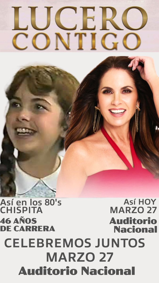 Mi mayor felicidad es sentir su cariño intacto con el paso del tiempo. 💖
Celebremos nuestra historia… y todo lo bonito que aún nos falta vivir juntos.

#LuceroContigo
CELEBREMOS JUNTOS
Este 27 de marzo en el
AUDITORIO NACIONAL. 🌟