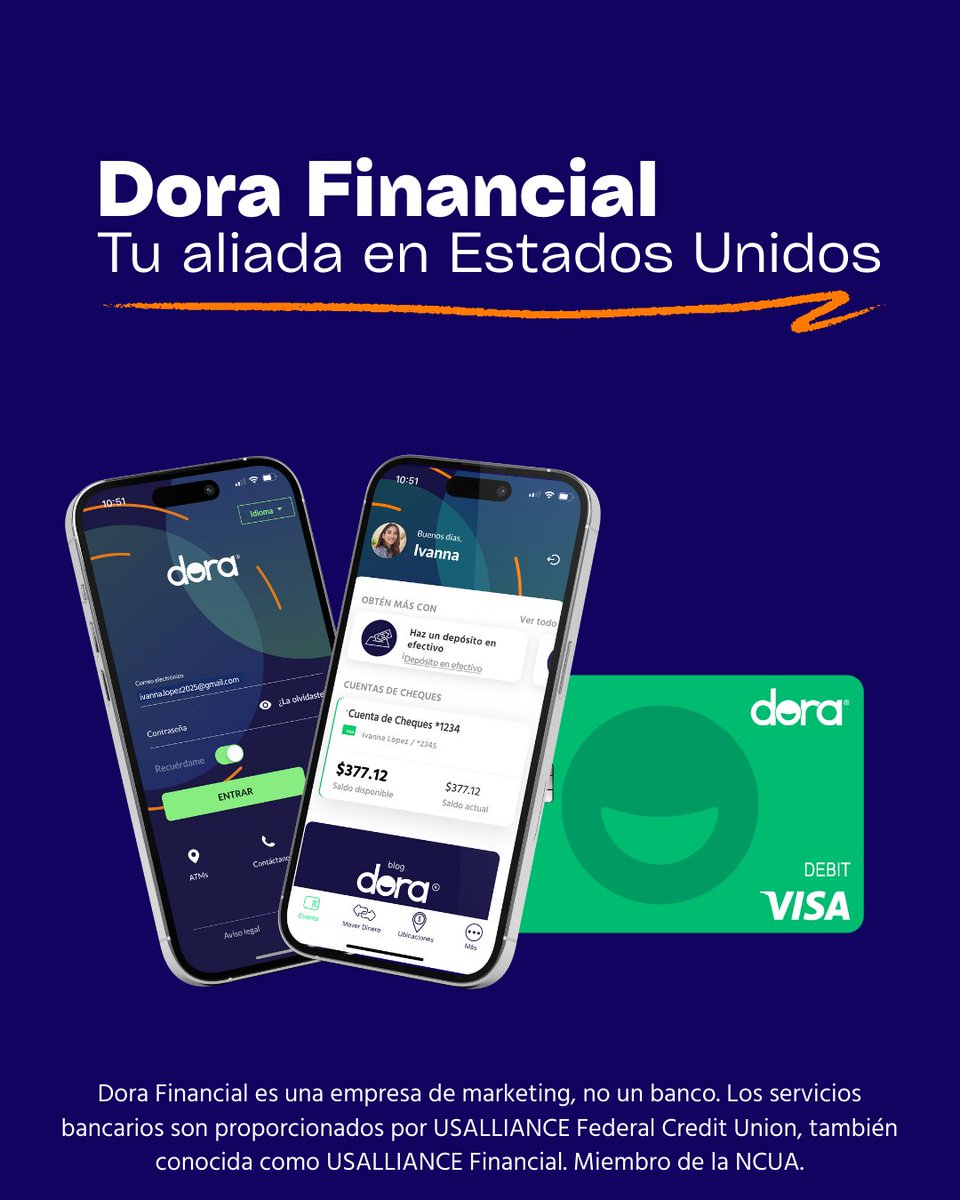 DoraFinancial's tweet photo. Vivir en Estados Unidos trae nuevos retos, y Dora está aquí para acompañarte. Somos tu aliada financiera con herramientas simples, seguras y pensadas para tu día a día. https://t.co/wKD1TTKWCF