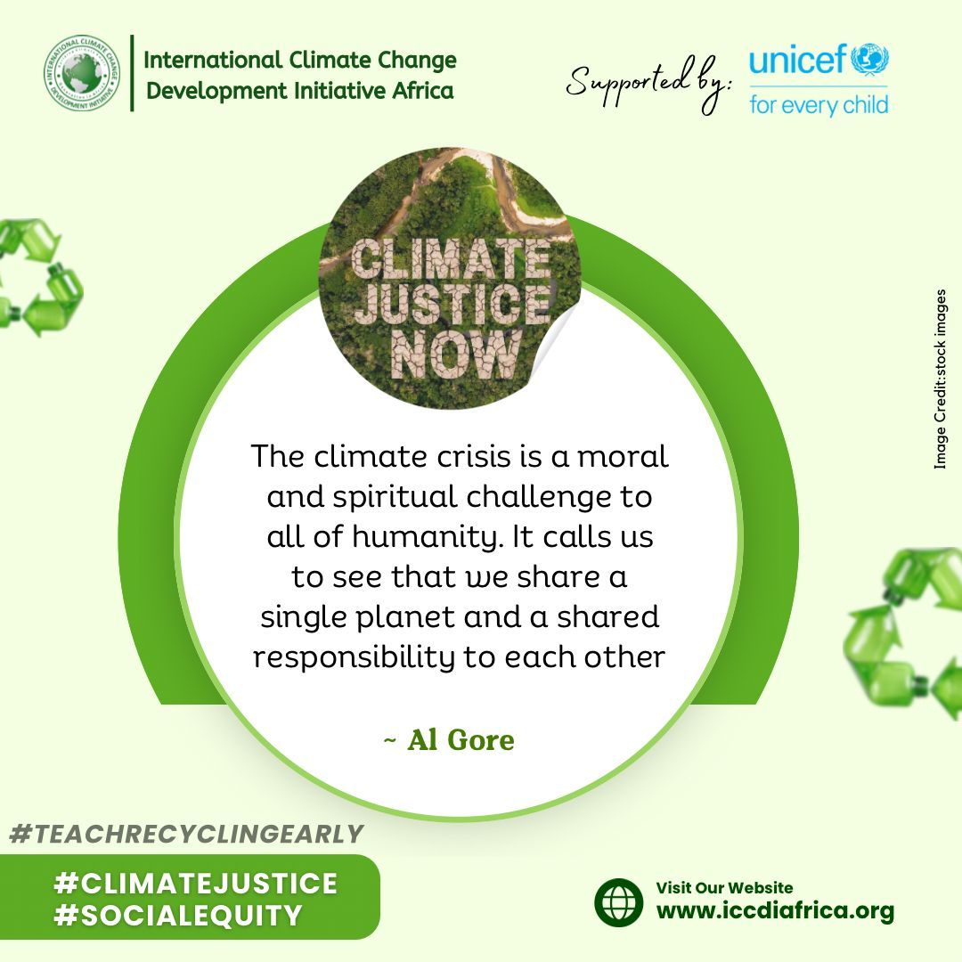 ClimateWed's tweet image. The climate crisis is a moral and spiritual challenge to all of humanity. It calls us to see that we share a single planet and a shared responsibility to each other.” — Al Gore

#ClimateJustice #SocialEquity
