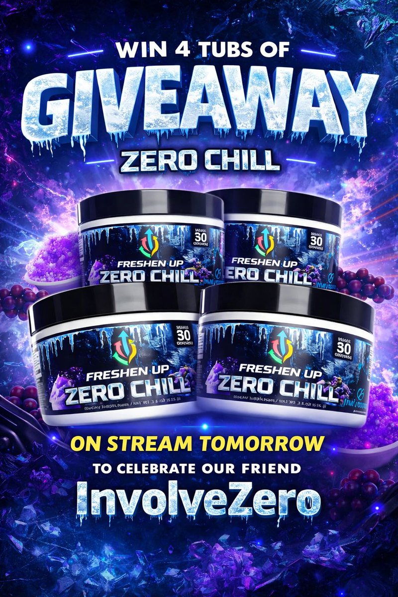 🚨 ZERO CHILL GIVEAWAY 🚨

We’re celebrating our friend InvolveZero the RIGHT way tomorrow on stream! 💜❄️

To show love and support, we’re giving away at minimum 4 TUBS of ZERO CHILL LIVE on stream!

That’s right… at least FOUR of you are walking away icy 🥶

Pull up, hang out,