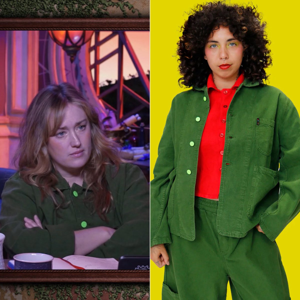 critrolecloset's tweet photo. Ashley wore the “Kale Forager Coat” from Meals Clothing on C4E16. She also wore the “Have You Blue Hat” from @SabrinaAnnLynn on C4E15. #CriticalRole #AshleyJohnson https://t.co/TMZ28kbbap