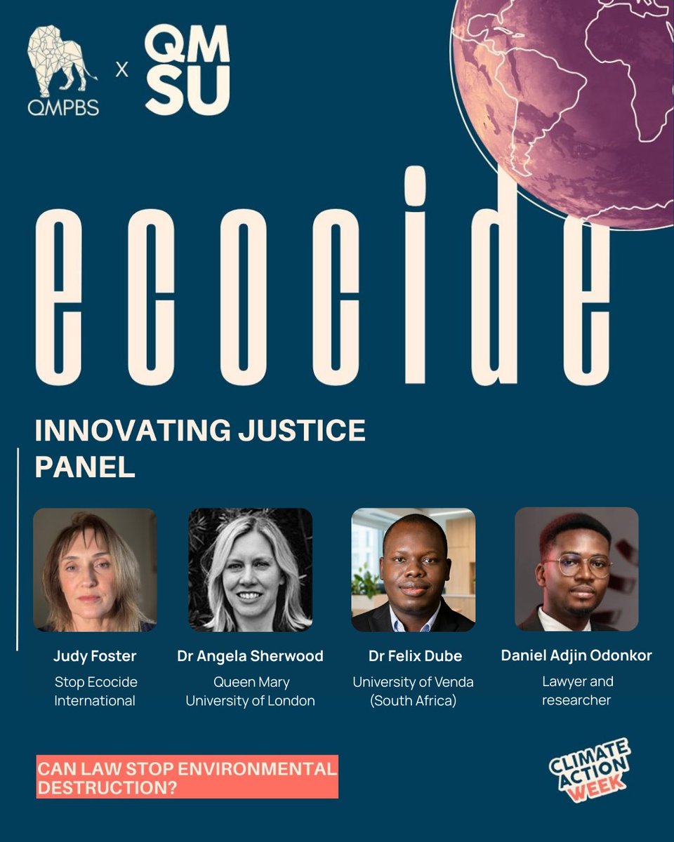 EcocideLaw's tweet photo. Happening this Monday!🚨

Don't miss this ONLINE panel discussion about #ecocidelaw &amp; similar emerging legal tools, hosted by @QMSU for #ClimateActionWeek!

⏰ 6-8pm, Mon 23 Feb
📍 Online only

Register/ join online: https://t.co/sN5VfcUIbh

#StopEcocide https://t.co/39o9spFKMd