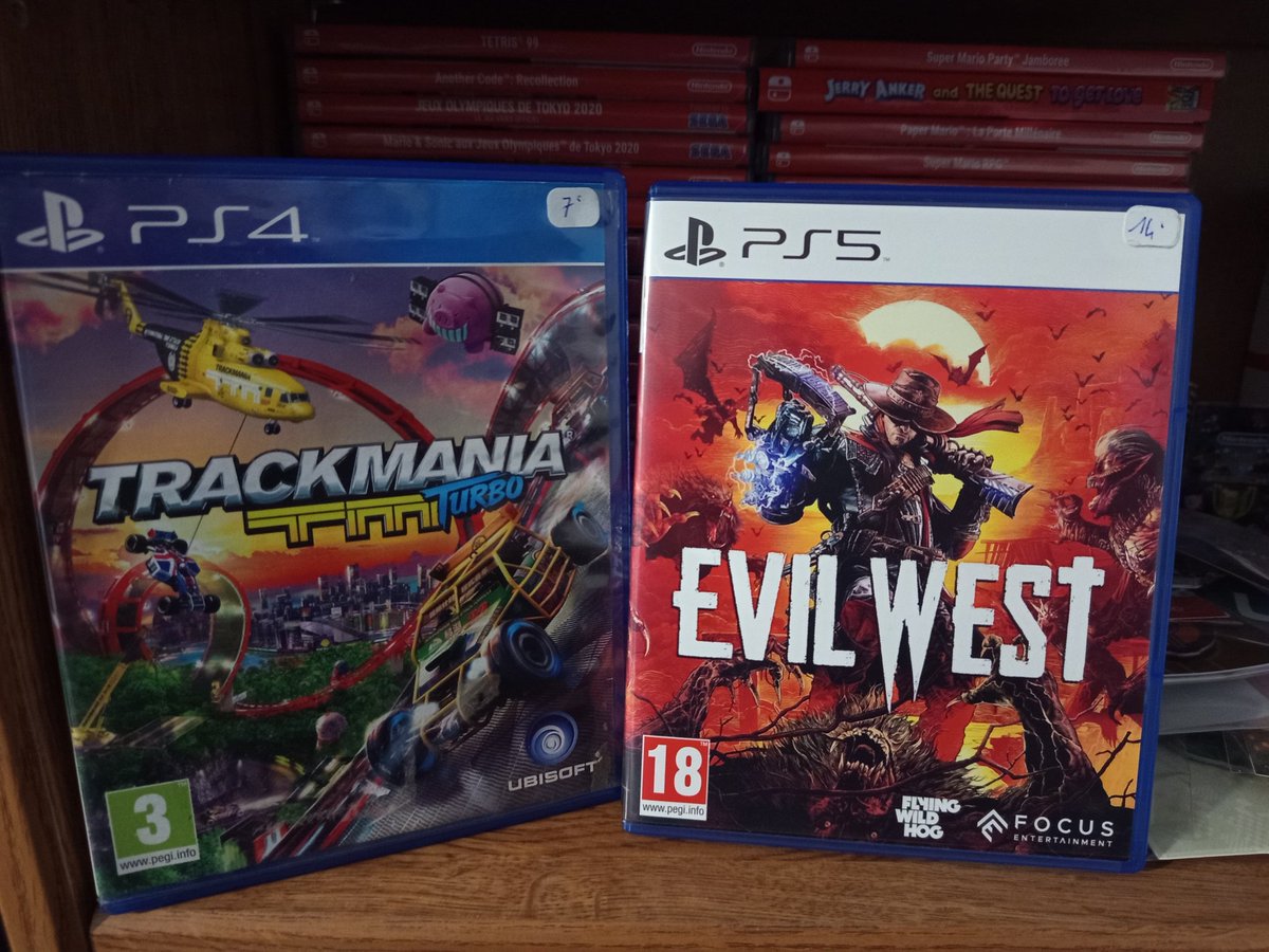 Passage chez mon indépendant, et j'ai repris Trackmania #PS4 que j'avais fait à l'époque c'était très sympa, très exigeant ça change des jeux de course habituels
Et Evil West #PS5 c'est quelqu'un d'ici (désolé je sais plus qui) qui en avait parlé quand j'avais fait Gungrave 😋