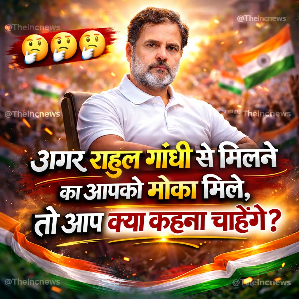 TheIncNews's tweet photo. अगर आपको राहुल गांधी से आमने-सामने मिलने का मौका मिले — 

तो आप उनसे क्या कहेंगे? 🤔 https://t.co/BOvQsqYdFC