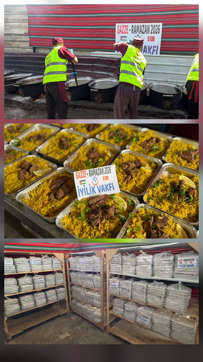 iyilikvakfi's tweet photo. Gazze’de Ramazan’ın rahmetini ve bereketini kardeşlerimizle paylaşmak için iftar yemeği dağıtımlarımız, sizlerin değerli destekleriyle ay boyunca sürecek.

@_cevdetyilmaz
@rbklndr
@mehmetsofuoglu
@gulsuncocuklard
#türkiye #filistin #gazze #ramazan #ramadan2026 #iyilikvakfı https://t.co/VjbMHjQbos